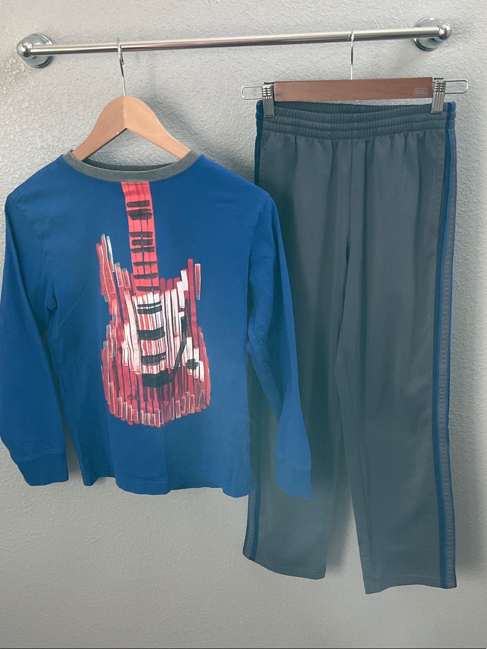 Gymboree Blue Guitar Graphic Set with Gray Pants